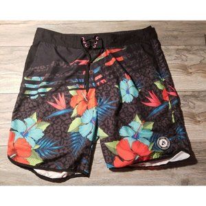 Beautiful Giant Mens 36" Waist Board Shorts Floral Hawaiian Swim Vacation Trunks